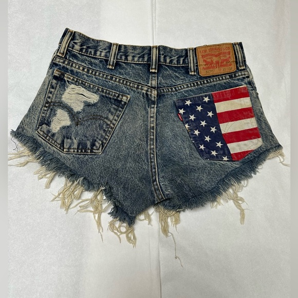 Levi's Pants - Levi's Distressed Denim Cutoff Shorts with American Flag Pocket